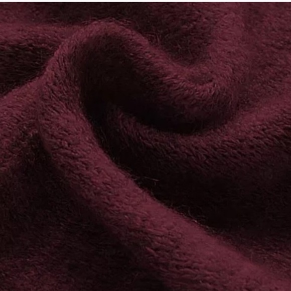 Burgundy Off the Shoulder Lace Trim Sweater - Picture 6 of 7